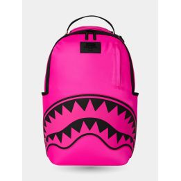 Zaino Sprayground rosa fucsia vista frontale con bocca di squalo nera