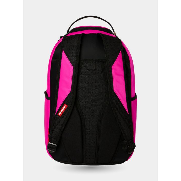 Retro dello zaino rosa fucsia con schienale imbottito nero