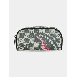 Astuccio Sprayground Emote Check vista frontale a scacchi grigi con faccine