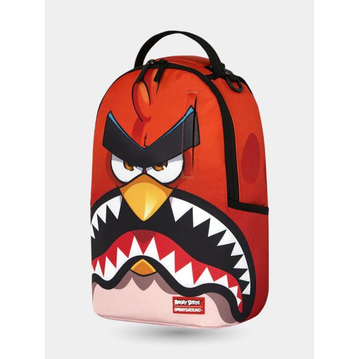Zainetto Angry Birds visto di tre quarti con il fianco rosso