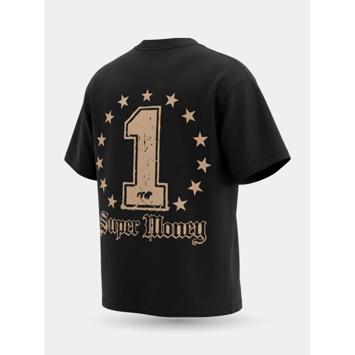 Retro di tre quarti della t-shirt nera con il numero 1 effetto vintage