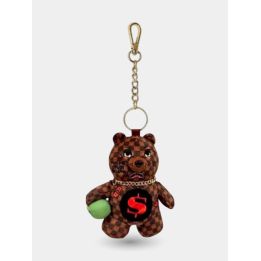 Portachiavi Sprayground orsetto a scacchi marroni con dollaro rosso