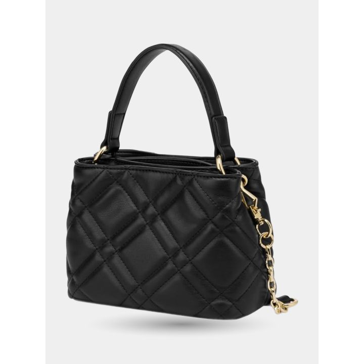 Retro trapuntato della borsa Love Moschino nera con catenella dorata