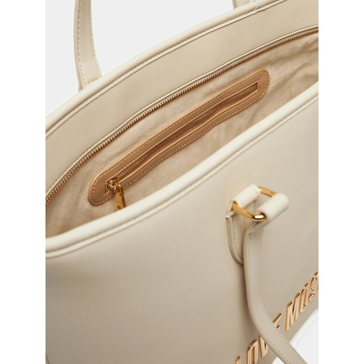 Interno della shopper avorio con tasca con zip