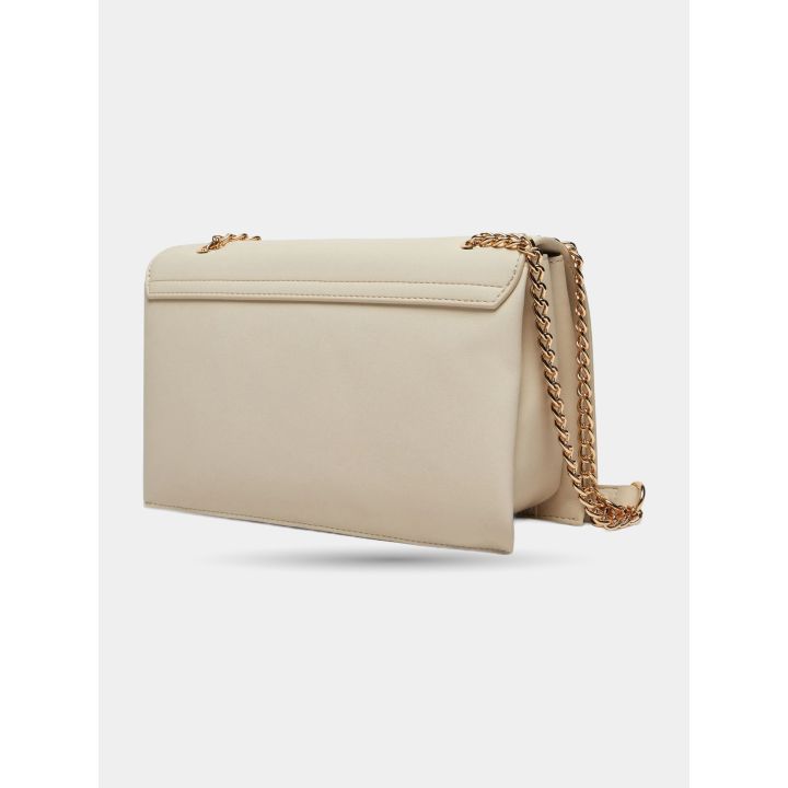 Retro della borsa avorio con patta e catena dorata