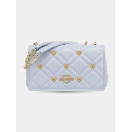 Borsa Love Moschino azzurro chiaro vista frontale con borchie a cuore
