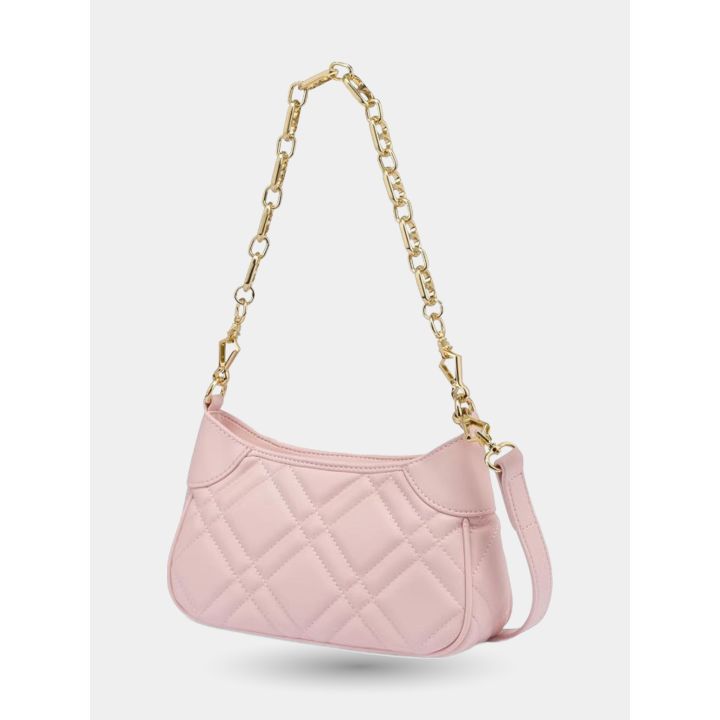 Retro trapuntato della borsa rosa con catena dorata