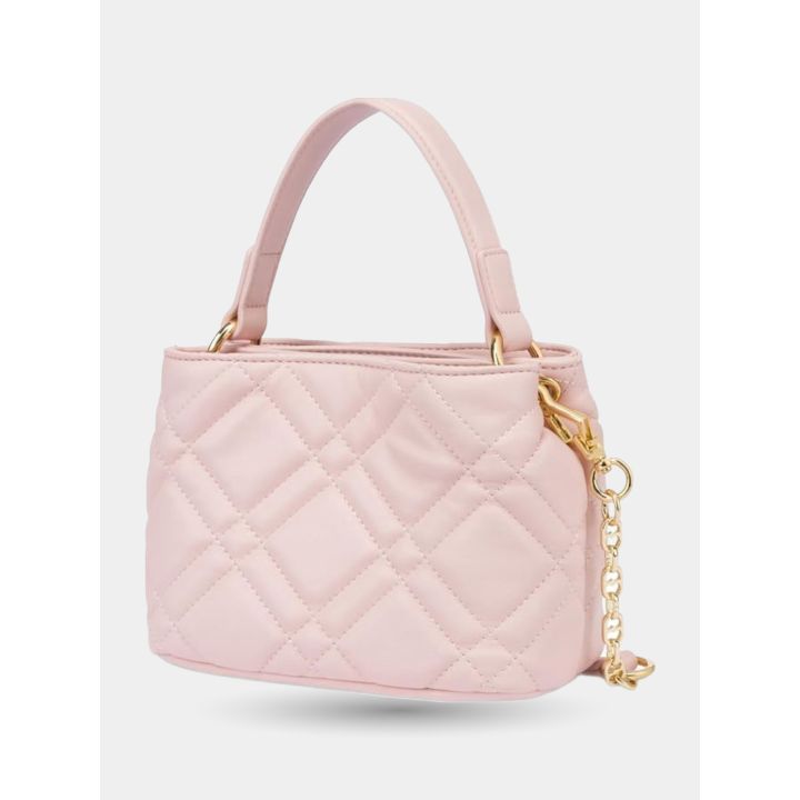Retro trapuntato della borsa rosa cipria con catenella dorata