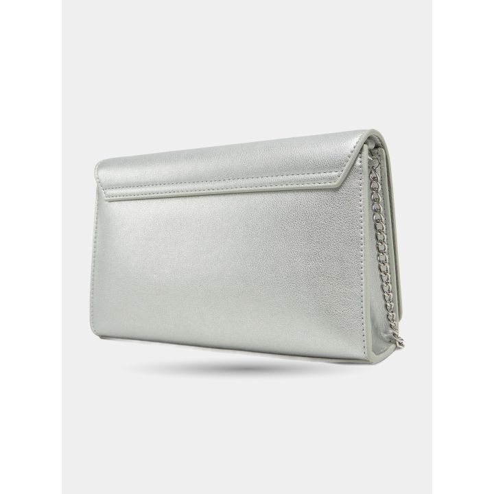 Retro della pochette Love Moschino argento con patta