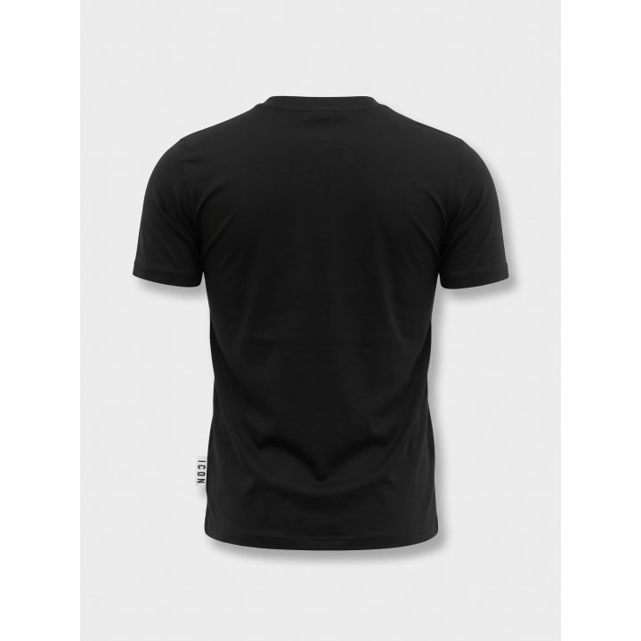 Retro liscio della t-shirt ICON nera con etichetta laterale