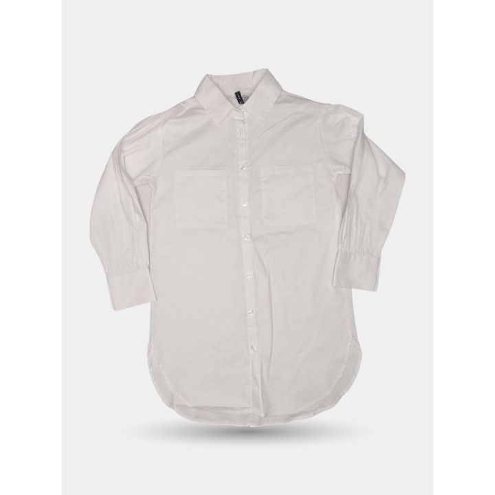 Camicia Manila Grace bianco latte con due taschini, vista frontale
