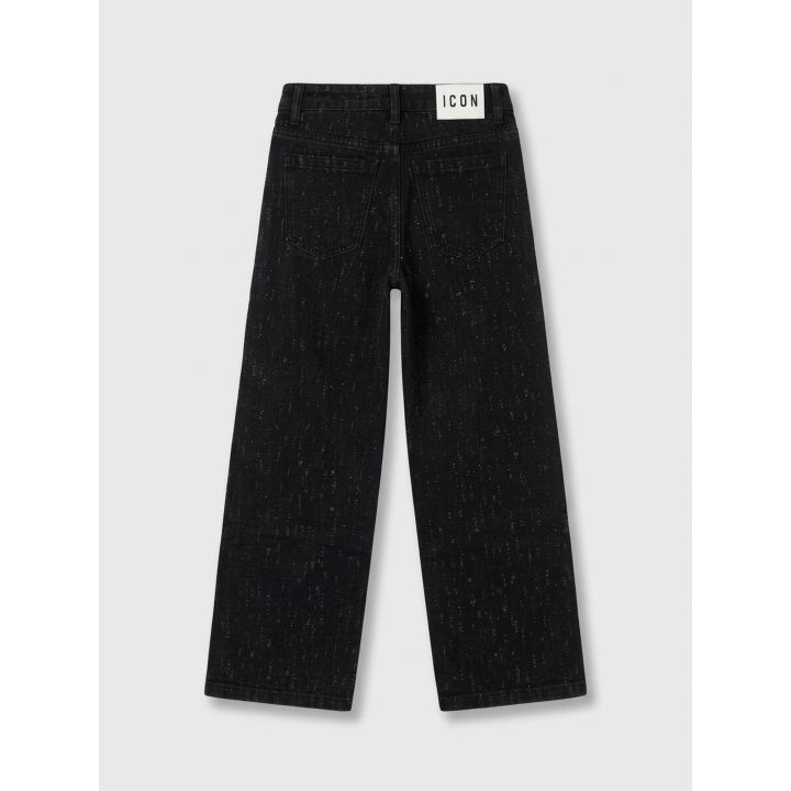 Retro dei jeans ICON neri a gamba larga con patch logata