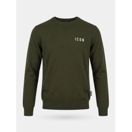 Maglia ICON verde muschio da ragazzo vista frontale con logo bianco