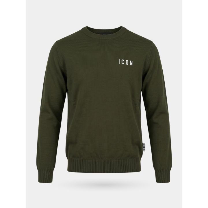 Maglia ICON verde muschio da ragazzo vista frontale con logo bianco