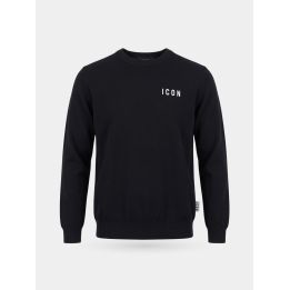 Maglia ICON nera da ragazzo vista frontale con logo bianco