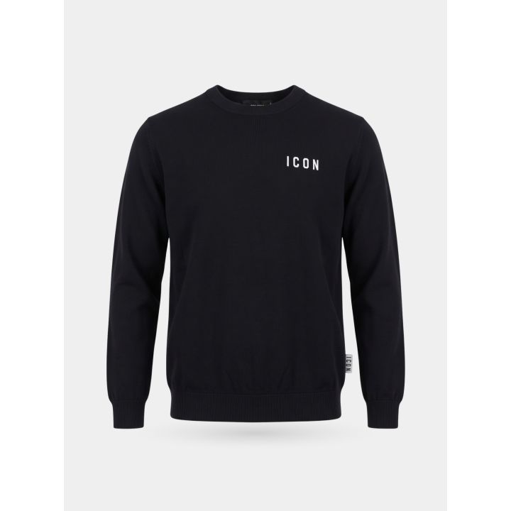 Maglia ICON nera da ragazzo vista frontale con logo bianco