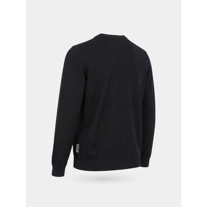 Maglia ICON nera vista di tre quarti dal retro con etichetta