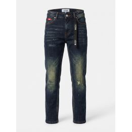 Jeans ICON blu scuro da ragazzo vista frontale con schizzi di vernice