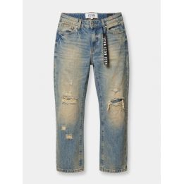 Jeans ICON in denim chiaro da ragazzo vista frontale con strappi