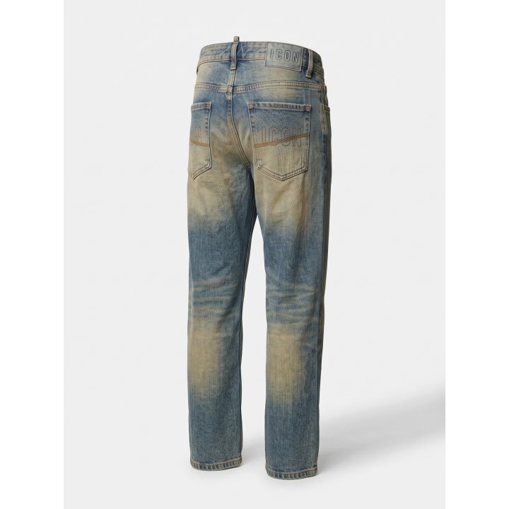 Jeans ICON denim chiaro vista di tre quarti dal retro