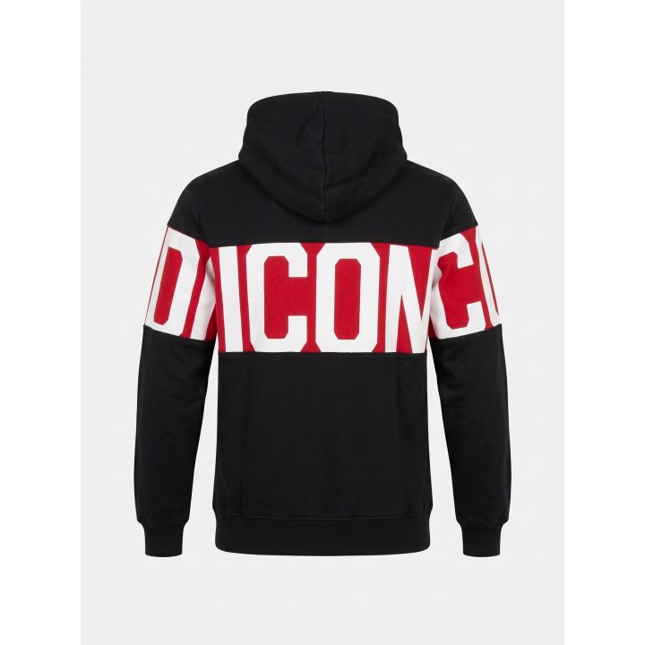 Retro della felpa con cappuccio ICON con fascia rossa e bianca