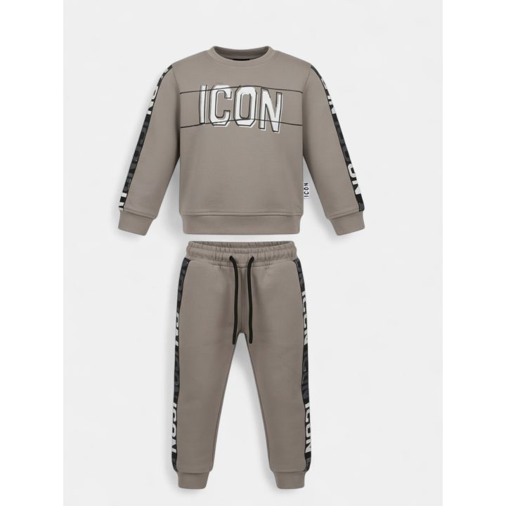 Tuta ICON grigia da bambino vista frontale con felpa e pantalone