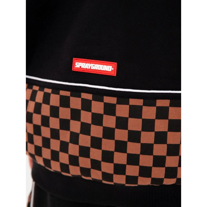 Fascia a scacchi e toppa rossa Sprayground sul retro della felpa