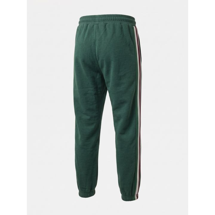 Pantalone tuta Gabriella Gucci verde, retro di tre quarti con banda a righe