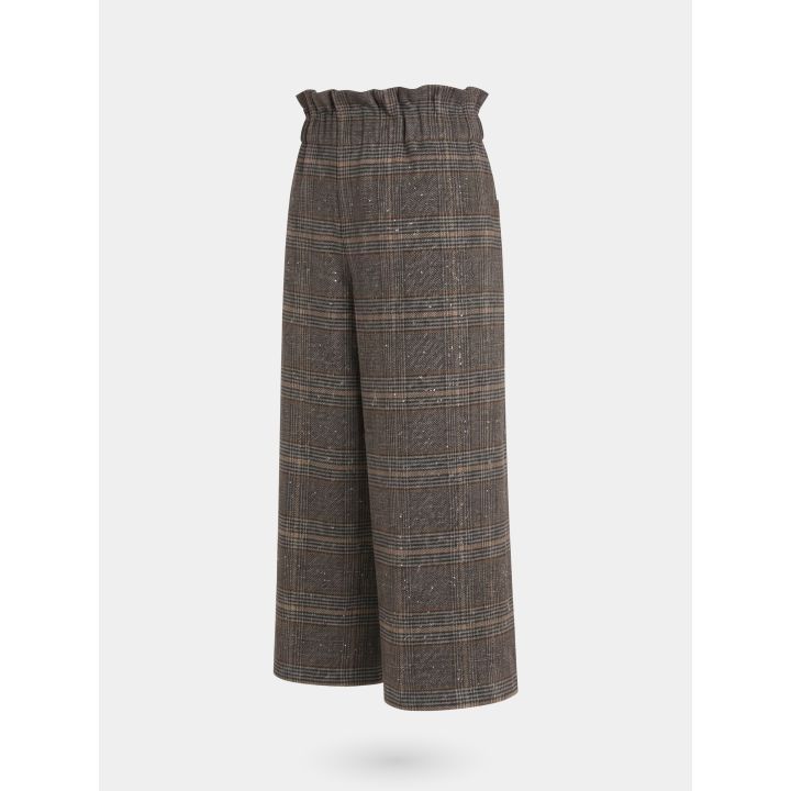 Pantalone palazzo FUN&FUN a quadretti, retro di tre quarti