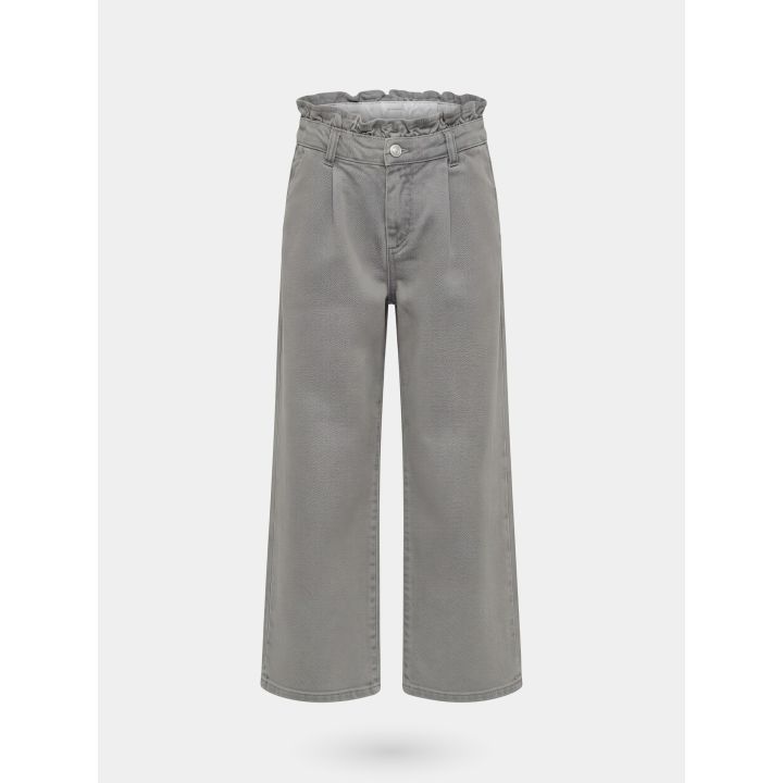Jeans palazzo FUN&FUN grigio, vista frontale con rouche in vita
