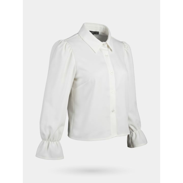 Camicia avorio FUN&FUN di tre quarti con collo classico e bottoni
