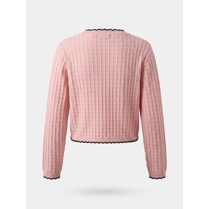 Retro della giacca FUN&FUN rosa in maglia a quadretti