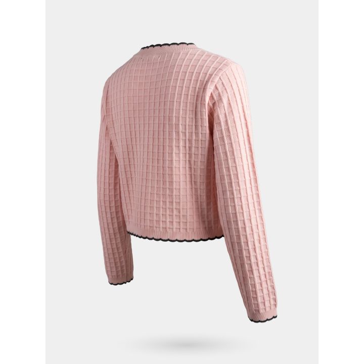 Giacca FUN&FUN rosa in maglia, retro di tre quarti