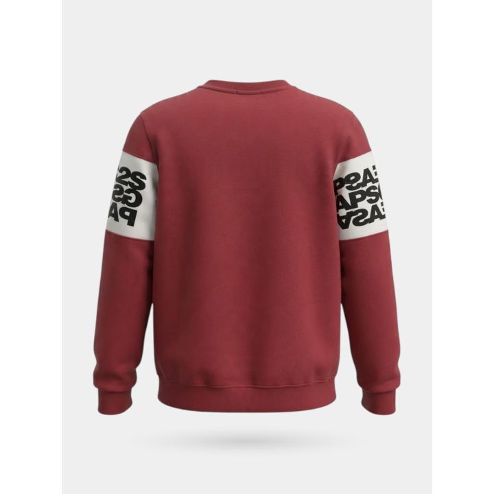 Felpa DS2 ragazzo bordeaux girocollo con fascia bianca e logo nero, retro