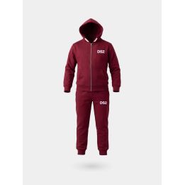 Tuta DS2 Drop Season 2 bambino bordeaux con felpa zip e cappuccio, vista frontale