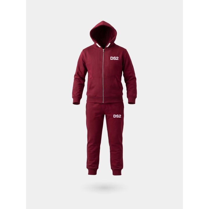 Tuta DS2 Drop Season 2 bambino bordeaux con felpa zip e cappuccio, vista frontale