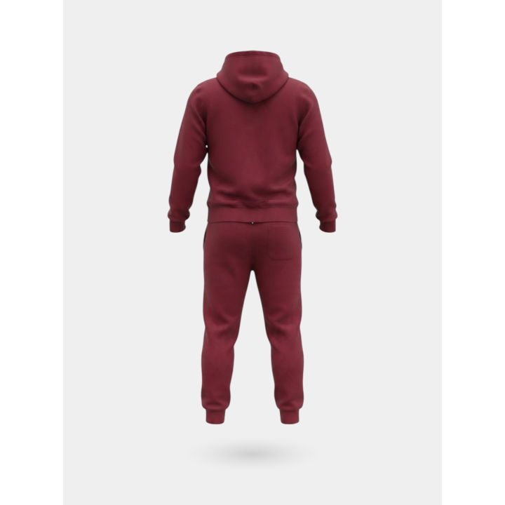 Tuta DS2 bambino bordeaux con felpa zip e cappuccio, retro