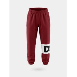 Pantalone tuta DS2 Drop Season 2 ragazzo bordeaux con fascia logo bianca, vista frontale