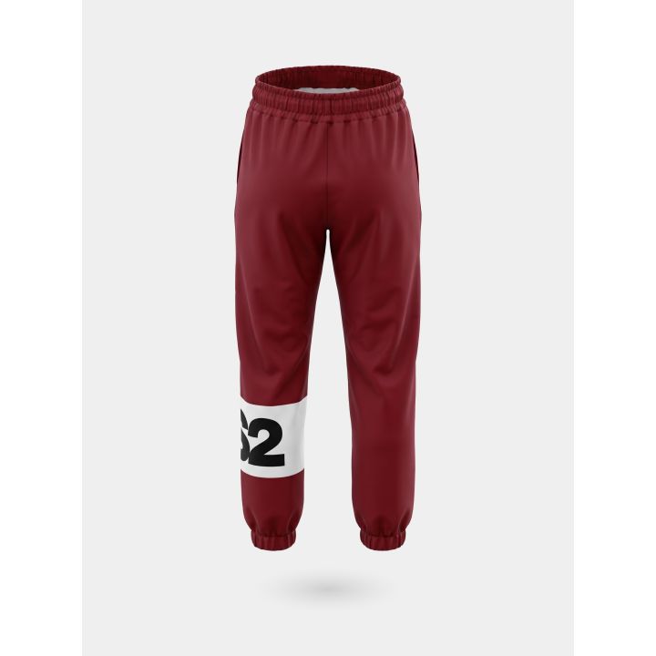 Pantalone tuta DS2 ragazzo bordeaux con fascia logo bianca, retro