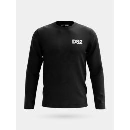 T-shirt a maniche lunghe DS2 Drop Season 2 bambino nera con piccolo logo, vista frontale