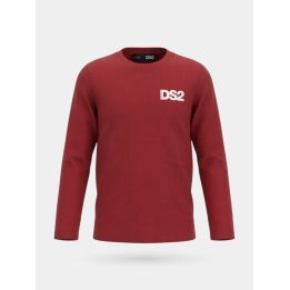 T-shirt a maniche lunghe DS2 Drop Season 2 bambino bordeaux con piccolo logo, vista frontale