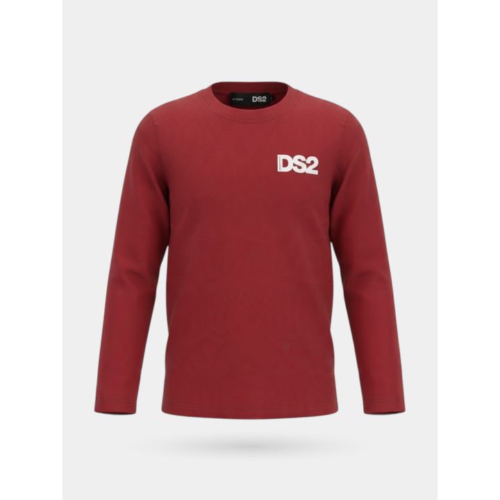 T-shirt a maniche lunghe DS2 Drop Season 2 bambino bordeaux con piccolo logo, vista frontale