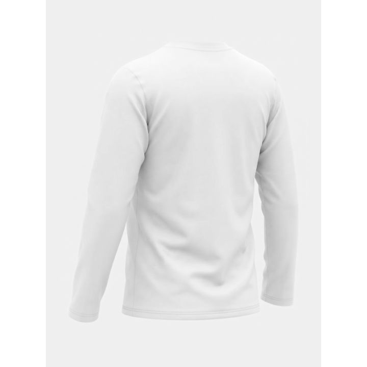 T-shirt a maniche lunghe DS2 ragazzo bianca con fascia bordeaux, retro di tre quarti