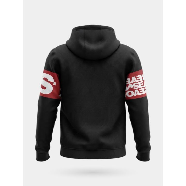 Felpa DS2 ragazzo nera e rossa con cappuccio e fascia logo, retro