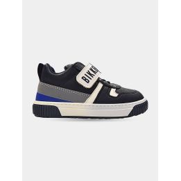 Sneaker Bikkembergs blu con strappo e scritta bianca, vista laterale