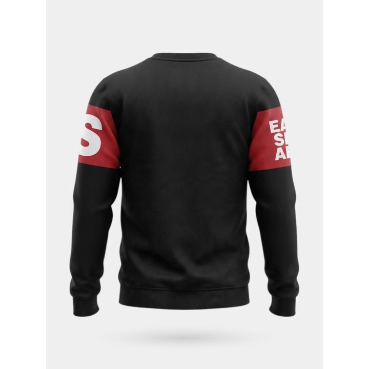 Felpa DS2 ragazzo nera e rossa girocollo con fascia logo bianco, retro