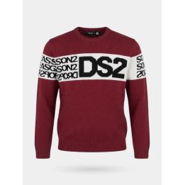 Maglia DS2 Drop Season 2 ragazzo bordeaux con fascia bianca e logo nero, vista frontale