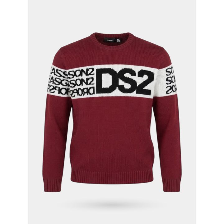 Maglia DS2 Drop Season 2 ragazzo bordeaux con fascia bianca e logo nero, vista frontale