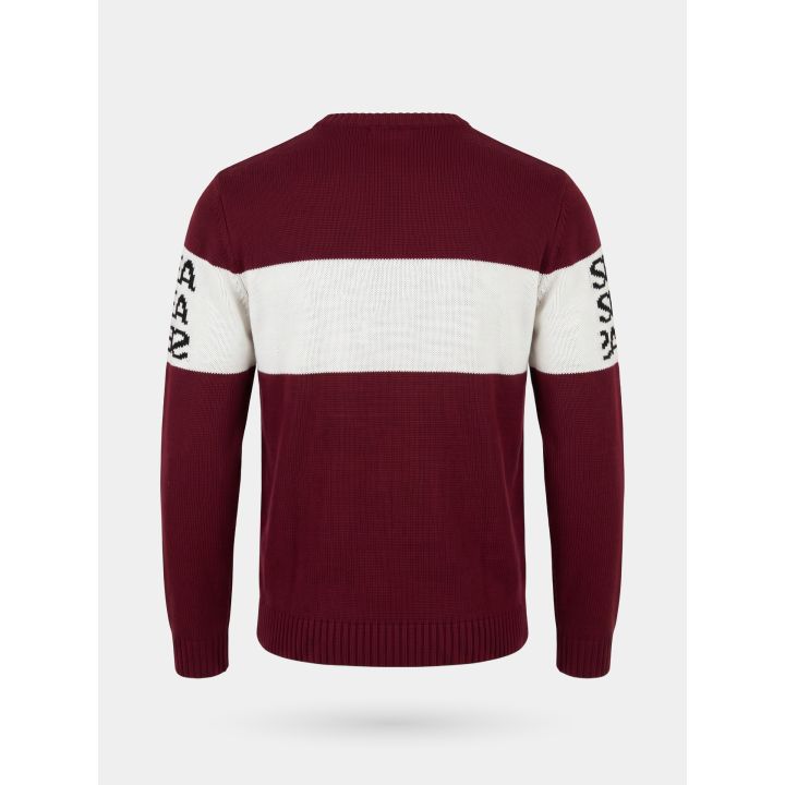 Maglia DS2 ragazzo bordeaux con fascia bianca e logo nero, retro