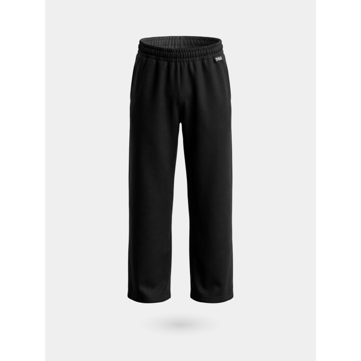 Pantalone DS2 ragazza nero a gamba larga con logo in brillantini, retro